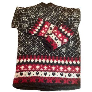 Vintage Paul Harris Nordic Knit Sweater Size Large Wool Blend Black/Red/White‎
